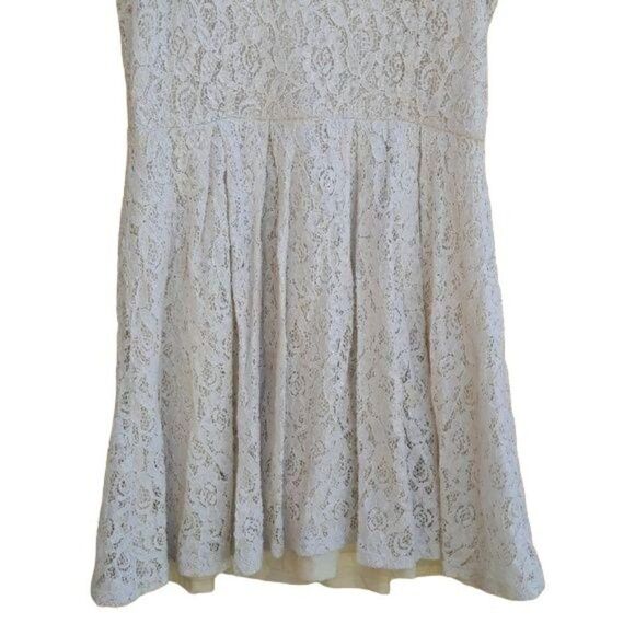 Forever 21 Dress Lace Sleeveless Scoop Neck Mini Gathered Fit & Flare Cream M - Picture 6 of 8